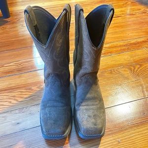 Ariat Square Toe Composite Toe Work Boot Tan Embroidered Size 8